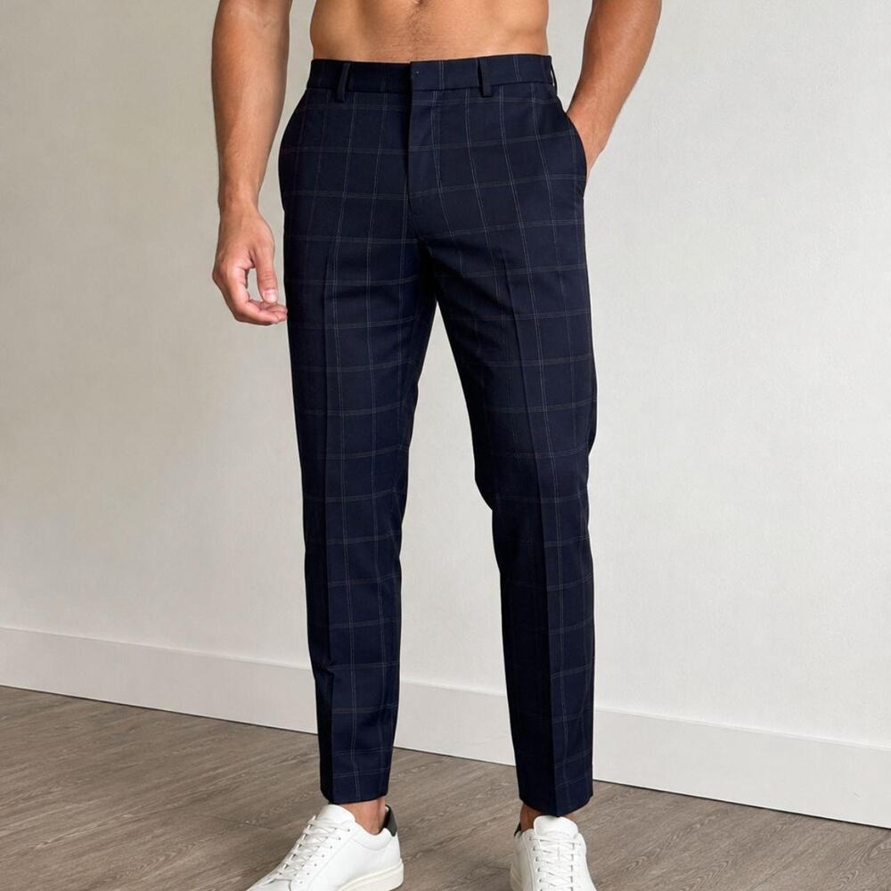 Hm mens 32r navy windowpane
